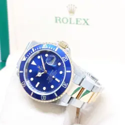 ROLEX 40MM 18K HALF YELLOW GOLD BLUE DIAL SUBMARINER DATE REF: 16613