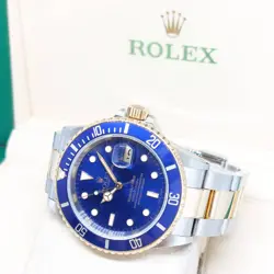 Rolex 40mm 18K Half Yellow Gold Blue Dial Submariner Date REF: 16613