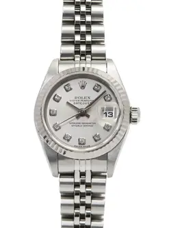 USED ROLEX DATEJUST 10P DIAMOND 79174G SILVER LADIES WATCH #52235