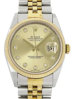 USED ROLEX DATEJUST 16233G GOLD CASE SIZE 36MM MEN'S WATCH #51625