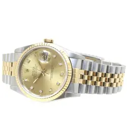 ROLEX DATEJUST 10P DIAMOND CHAMPAGNE GOLD 16233G K18YG STAINLESS MEN'S WATCH