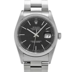 ROLEX  DATEJUST 16200 F NUMBER 2004 MANUFACTURED BLACK WATCH WRISTWATCH R45_0505