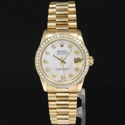 MINT Rolex 68278 Yellow Gold 31mm Midsize Pearl Diamond Lady President Watch Box
