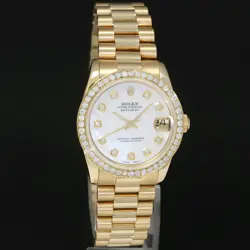 MINT Rolex 68278 Yellow Gold 31mm Midsize Pearl Diamond Lady President Watch Box