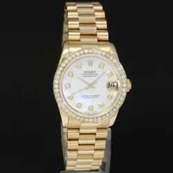 MINT Rolex 68278 Yellow Gold 31mm Midsize Pearl Diamond Lady President Watch Box