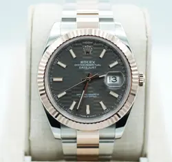 ROLEX 126331 DATEJUST 41 ROSE GOLD STEEL SLATE MOTIF DIAL 2023 WARRANTY FULL SET