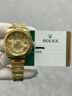 ROLEX SKY-DWELLER 326938 WITH CARD 18K YELLOW GOLD  OYSTER BRACELET 42MM