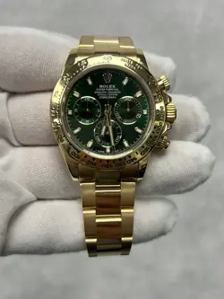 ROLEX COSMORGRAPH DAYTONA GREEN DIAL 40MM OYSTER BRACELET 18K YELLOW GOLD