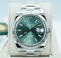 ROLEX 126334 DATEJUST 41 FLUTED BEZEL MINT GREEN DIAL OYSTER 2024 FULL SET