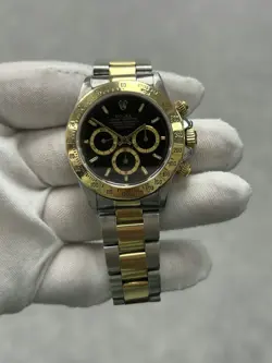 ROLEX DAYTONA 16523 BLACK DIAL 40MM COSMOGRAPH TWO TONE 18K YELLOW GOLD STEEL