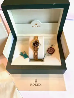 LADY ROLEX SOLID 18K YELLOW GOLD DATEJUST PRESIDENT WATCH BLACK DIAL 6917
