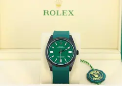 ROLEX OYSTER PERPETUAL 41MM GREEN 124300 NOVELTY BLACK DLC STEALTH