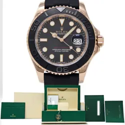 ROLEX 116655 YACHT-MASTER 40MM 18K EVEROSE GOLD BLACK OYSTERFLEX RUBBER #2113-1