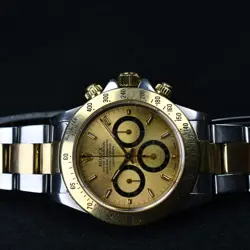 Rolex Daytona 16523 1993 18k Steel Inverted 6 Patina Champagne 40mm 4030 Zenith