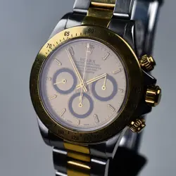 Rolex Daytona 16523 1993 18k Steel Inverted 6 Patina Champagne 40mm 4030 Zenith