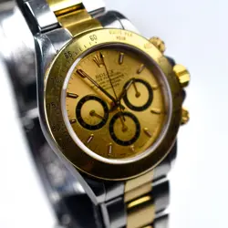 Rolex Daytona 16523 1993 18k Steel Inverted 6 Patina Champagne 40mm 4030 Zenith
