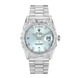 ROLEX DAY-DATE 36 WATCH 36MM SILVER DIAMOND INDEX MARKERS DIAL GEM SET
