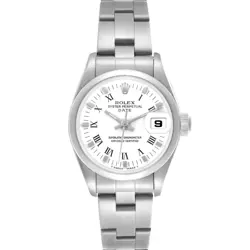 ROLEX DATE WHITE ROMAN DIAL OYSTER BRACELET STEEL LADIES WATCH 69160