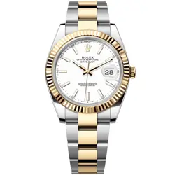 ROLEX DATEJUST 41MM WHITE INDEX DIAL TWO-TONE OYSTER BRACELET MEN'S WATCH 126333