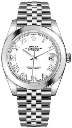 ROLEX DATEJUST 41MM WHITE ROMAN DIAL DATE AUTOMATIC LUXURY JUBILEE MENS WATCH