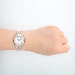 Rolex Ladies Datejust 26 Two-Tone Rose Gold White Diamond Fluted Jubilee 179171
