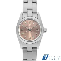 ROLEX OYSTER PERPETUAL 76080 PINK 369 WHITE BAR NO. P WOMEN USED WATCH