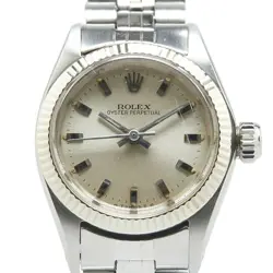 ROLEX OYSTER PERPETUAL WATCH 6719 AUTOMATIC SILVER DIAL STAINLESS STEEL WOMEN R