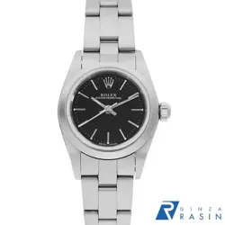 ROLEX OYSTER PERPETUAL 76080 BLACK BAR K WOMEN USED WATCH