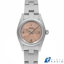 ROLEX OYSTER PERPETUAL 76080 PINK 369 WHITE BAR Z WOMEN USED WATCH