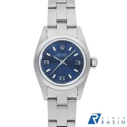 ROLEX OYSTER PERPETUAL 67180 BLUE 369 WHITE BAR U WOMEN USED WATCH