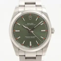 ROLEX OYSTER PERPETUAL 114200 SS SS AT OLIVE GREEN DIAL