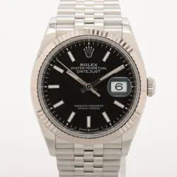 ROLEX DATEJUST 126234 SS×WG SS AT BLACK DIAL JUBILEE BRACELET 5 EXTRA LINKS