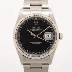 ROLEX DATEJUST 16234 SS×WG SS AT BLACK DIAL OYSTER BRACELET