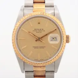 ROLEX OYSTER PERPETUAL DATE 15223 SS×YG SS×YG AT CHAMPAGNE-FACE 1 EXTRA LINK