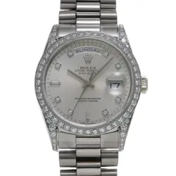 ROLEX DAY-DATE 36 18389A W NUMBER (MANUFACTURED AROUND 1995) SILVER/DIAMOND ...