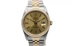 ROLEX DATEJUST 16233 GOLD BATON DIAL 1995 FULL SET