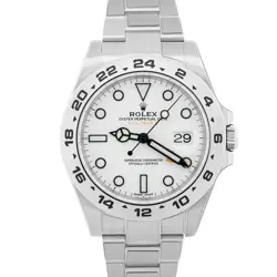 2020 PAPERS ROLEX EXPLORER II 42MM 216570 POLAR WHITE ORANGE STEEL GMT WATCH BOX