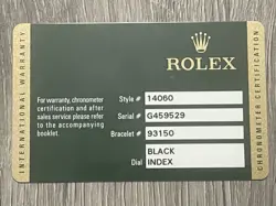 ROLEX GUARANTEE WARRANTY CARD BOOKLET 2011 SUBMARINER NO DATE 14060 !