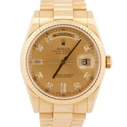 ROLEX DAY-DATE PRESIDENT FACTORY CHAMPAGNE DIAMOND 18K YELLOW GOLD 36MM 118238