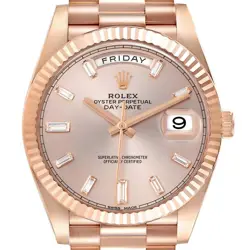 ROLEX PRESIDENT DAY-DATE 40MM ROSE GOLD DIAMOND MENS WATCH 228235