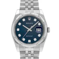 ROLEX DATEJUST 36 116234 BLUE JUBILEE DIAMOND DIAL STEEL MENS WATCH