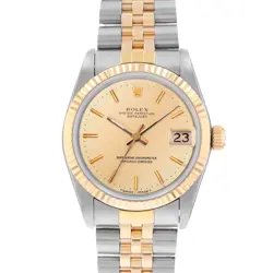 ROLEX DATEJUST MIDSIZE 68273 STEEL YELLOW GOLD FLUTED JUBILEE LADIES WATCH