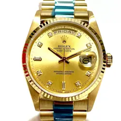 ROLEX DAY-DATE 18348A(E) CHAMPAGNE GOLD DIAL AUTOMATIC MEN'S WATCH