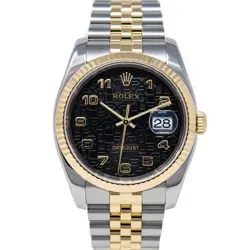 ROLEX DATEJUST 36 STEEL & GOLD 116233 BLACK JUBILEE ARABIC - PRE-OWNED
