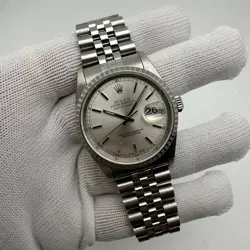 ROLEX DATEJUST 36MM 16220 NO HOLES STEEL SILVER DIAL AUTOMATIC WATCH