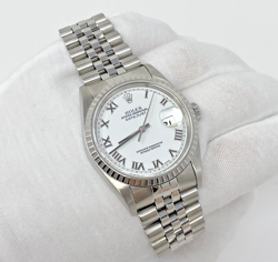 ROLEX DATEJUST SUPERLATIVE CHRONO 36MM 16220 WHITE DIAL S. STEEL JUBILEE WATCH