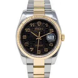 ROLEX DATEJUST 36 GOLD & STEEL 116233 BLACK JUBILEE - PRE-OWNED