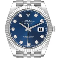 ROLEX DATEJUST 41 STEEL WHITE GOLD BLUE DIAMOND MENS WATCH 126334 BOX CARD