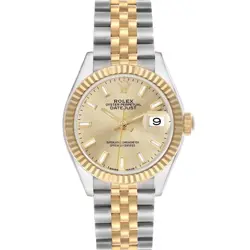 ROLEX DATEJUST 28 STEEL YELLOW GOLD CHAMPAGNE DIAL LADIES WATCH 279173