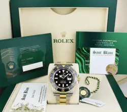 ROLEX 43MM 18KT GOLD & SS SEA-DWELLER BLACK DIAL CARD & TAGS 126603 SANT BLANC